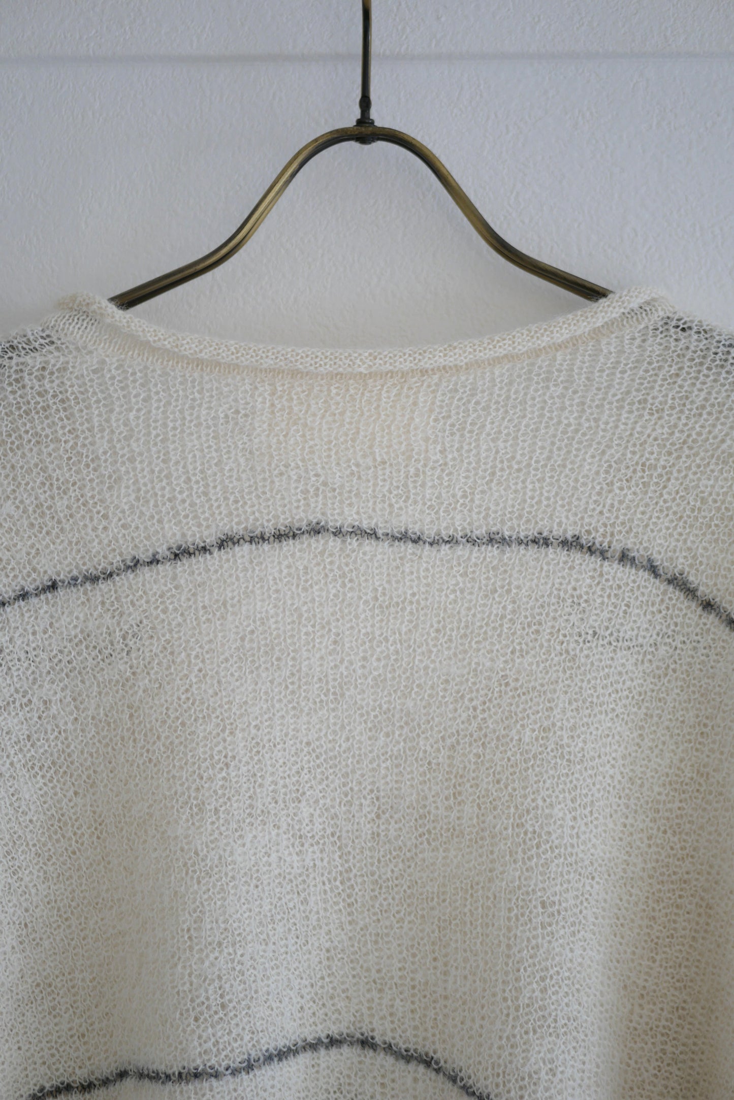V-Neck Line Border Sweater (Natural)