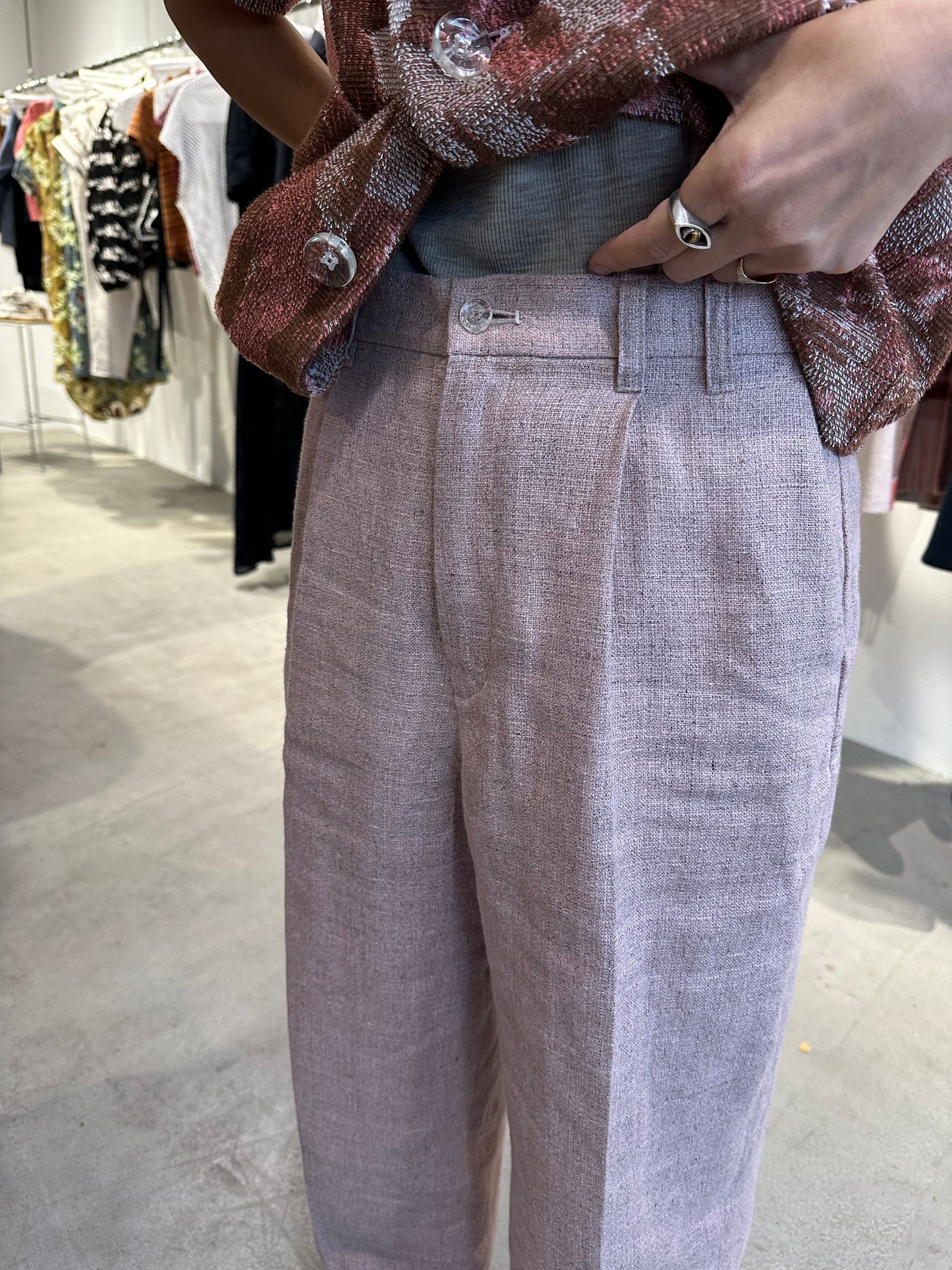 Cotton linen melange jonny pants