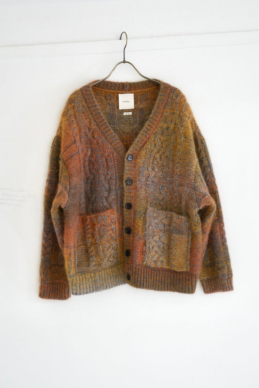 pyramid grid pettern on cable knit cardigan (brown)