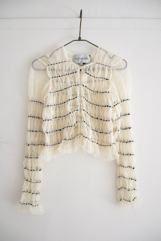 shirring lace cardigan (ivory)