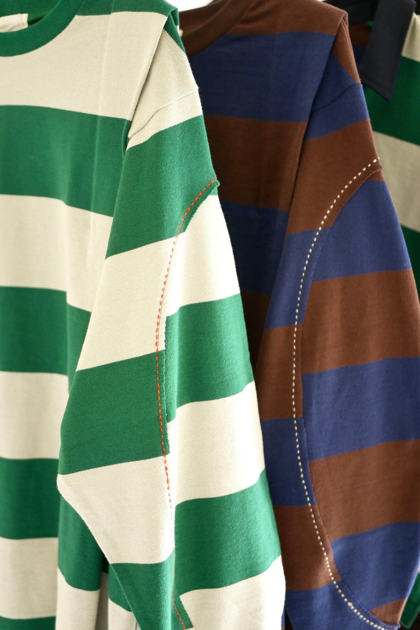 border big sleeve tee (green x gray)