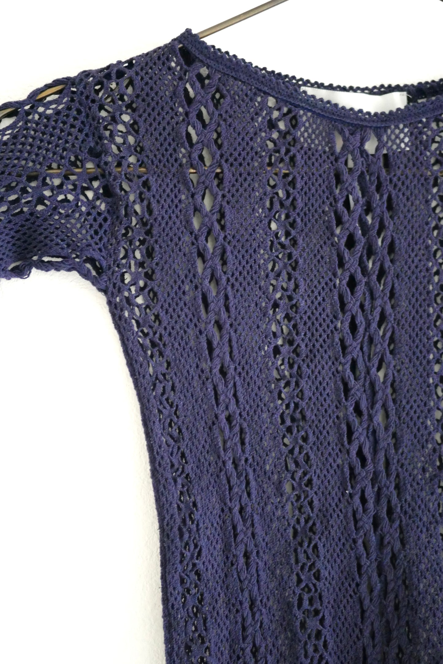 Stretch lace long sleeve (navy)