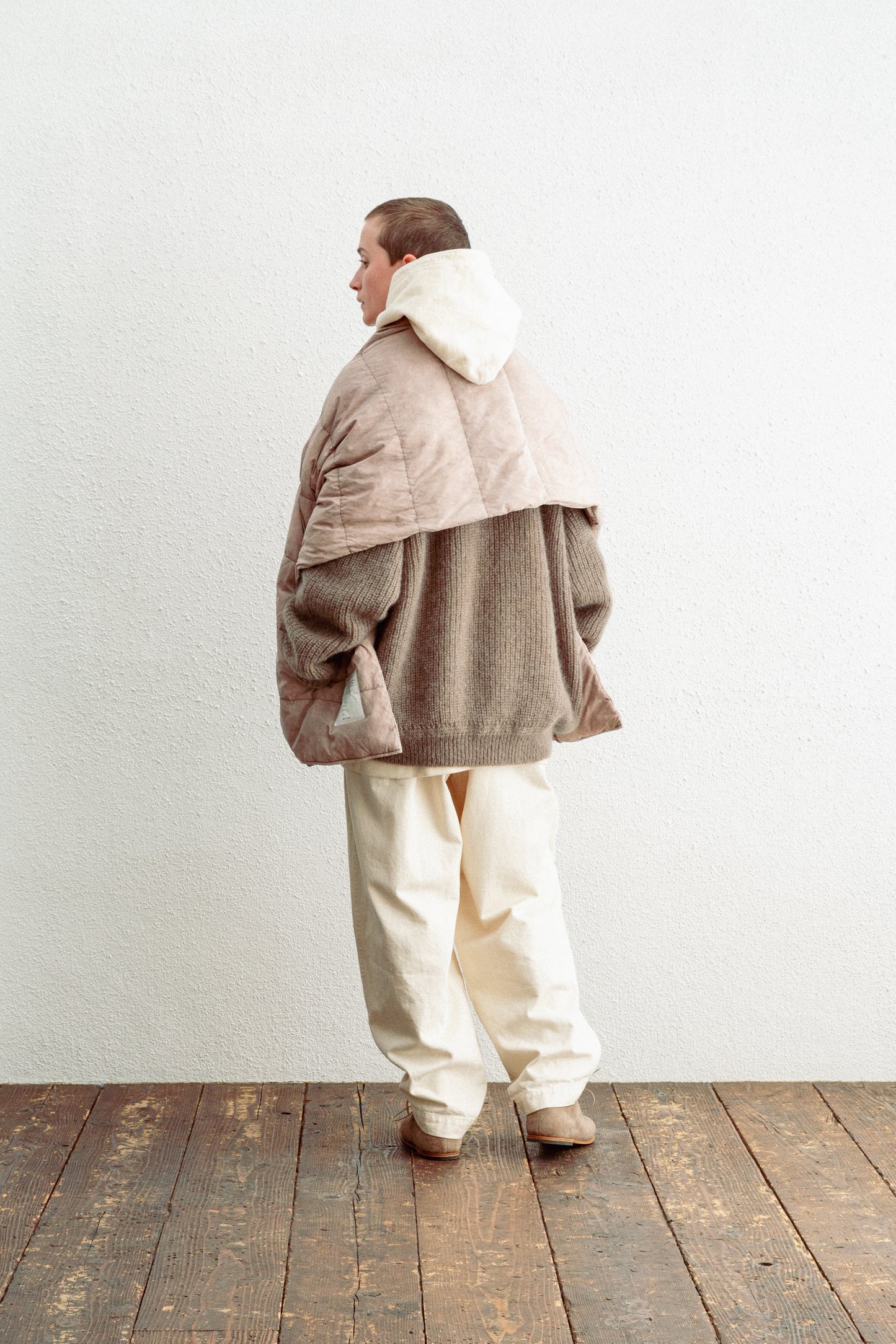 Pudded Stole Vest / Beige
