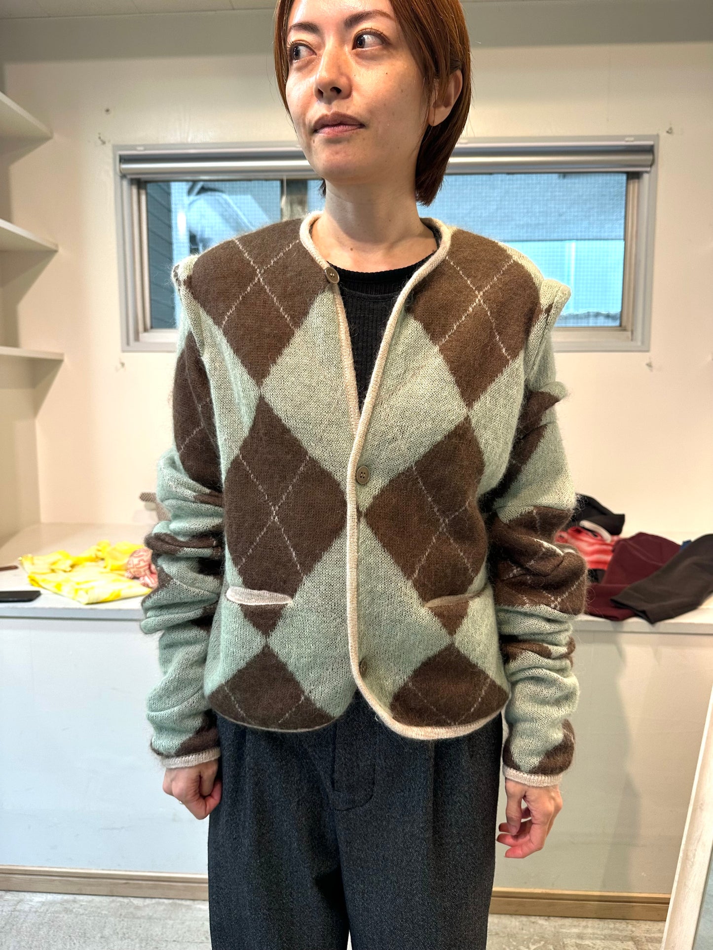 lumpy argyle cardigan