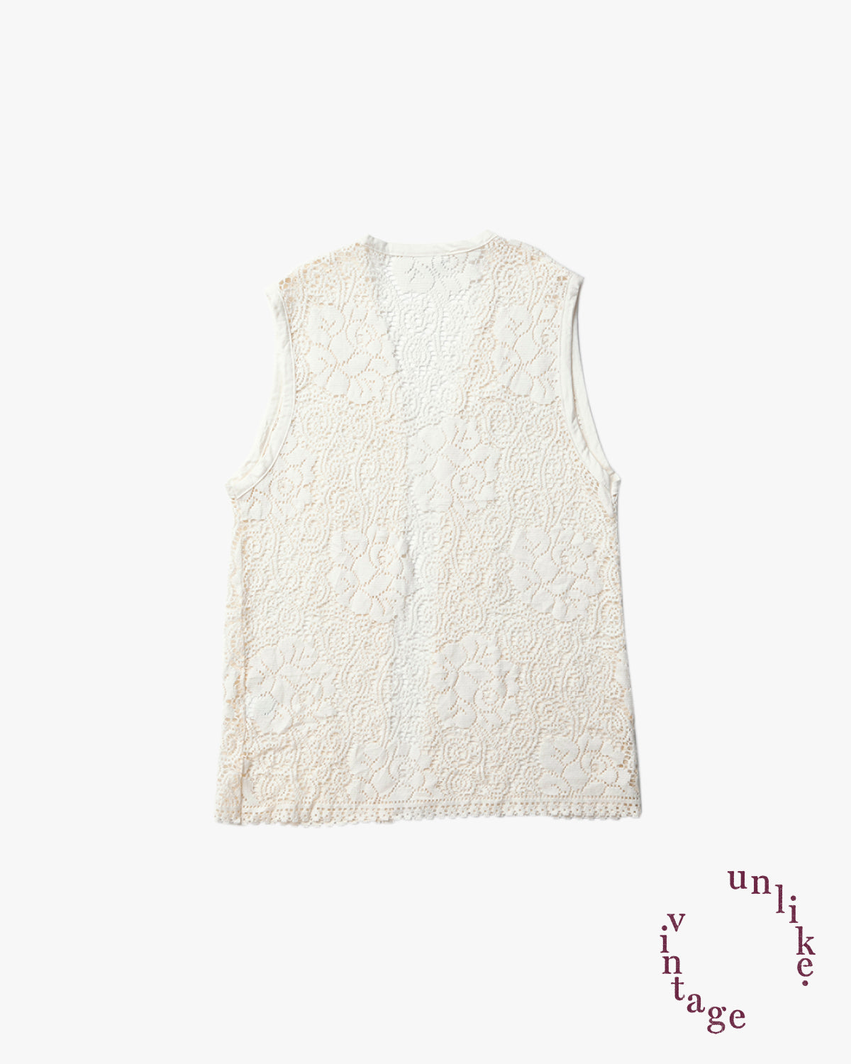 Lacy Knitting Off-White Vest