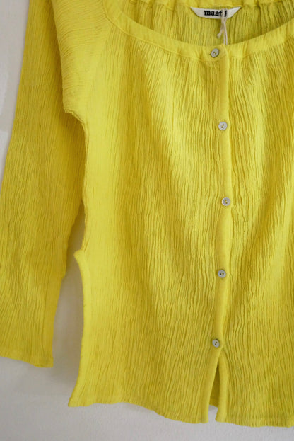 Wrinkle Cotton Square Neck Cardigan