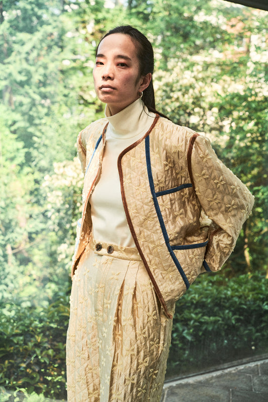 shiny jacquard jacket