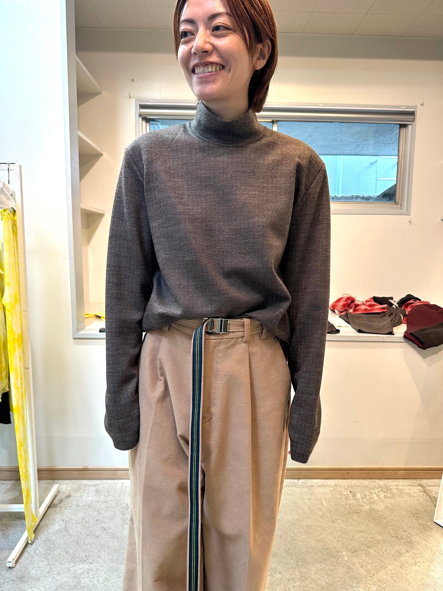 herringbone highneck pullover