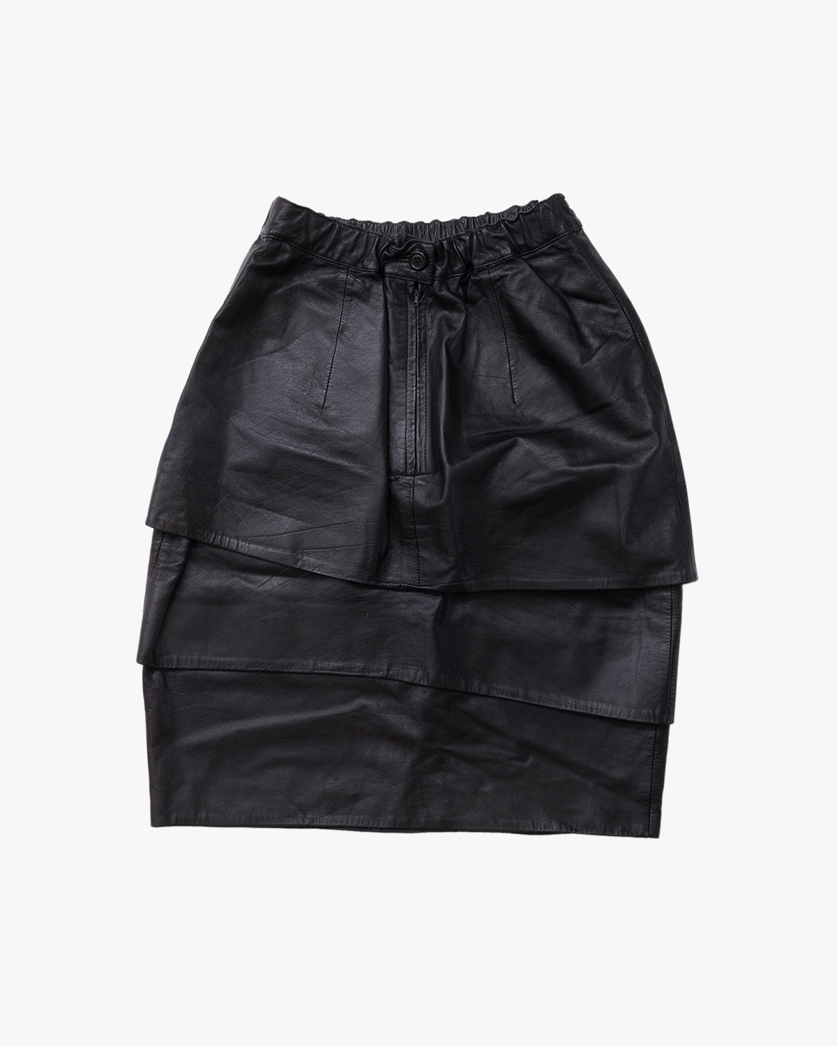 Leather Ruffle Skirt #3 / Black