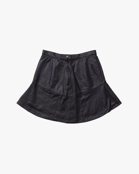 Leather Mini Flared Skirt #4 / Black