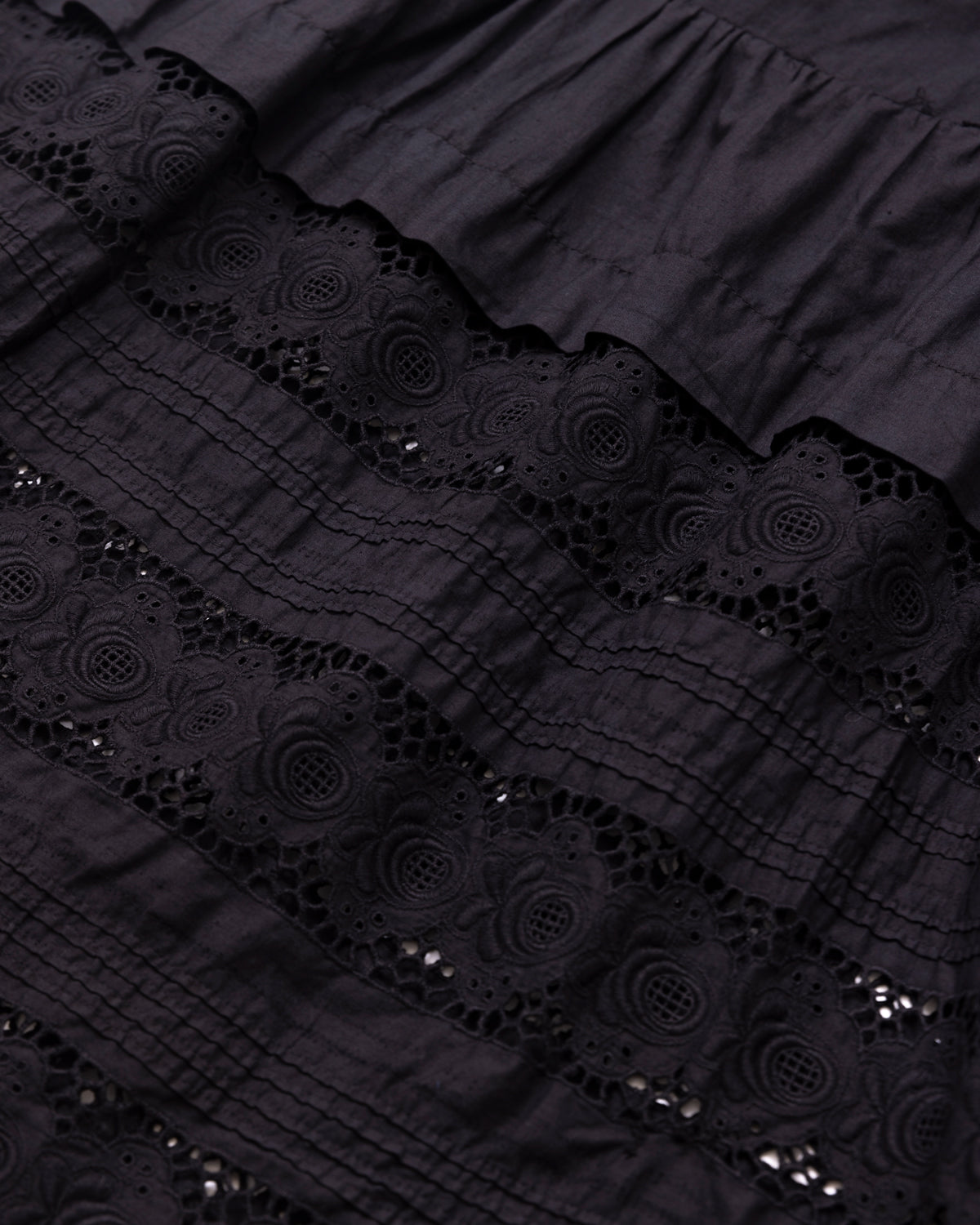 French Antique Cotton Lacy Dress #2 / Black Dyed