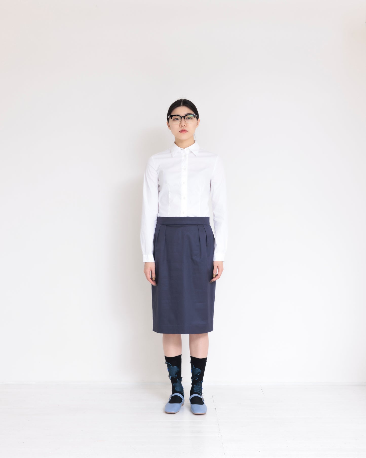 "Christian Dior" Pencil Skirt (Navy)　