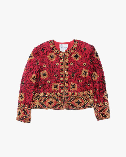 Sequins Silk Jacket (Red)