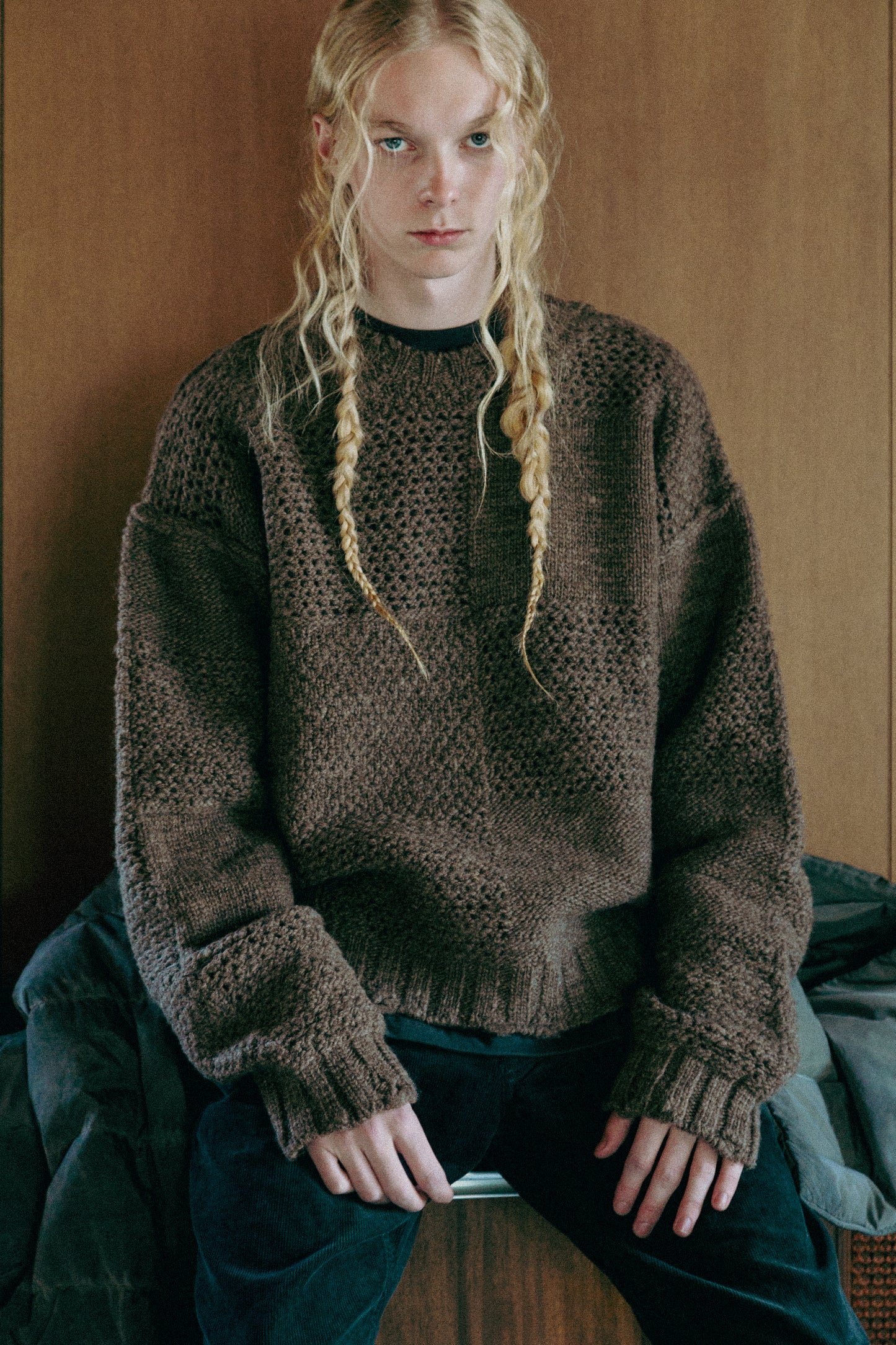 PATCHWORK SWEATER / Gray Beige