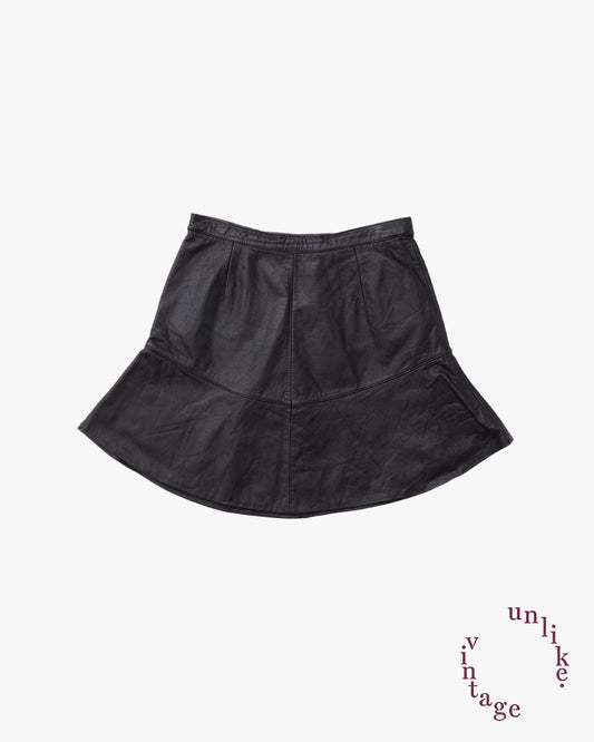 Leather Mini Flared Skirt #4 / Black