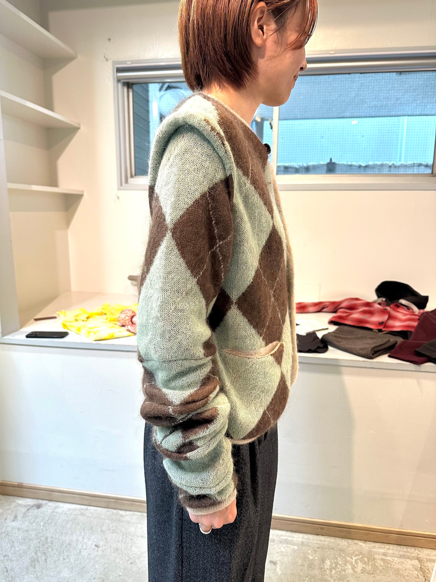 lumpy argyle cardigan