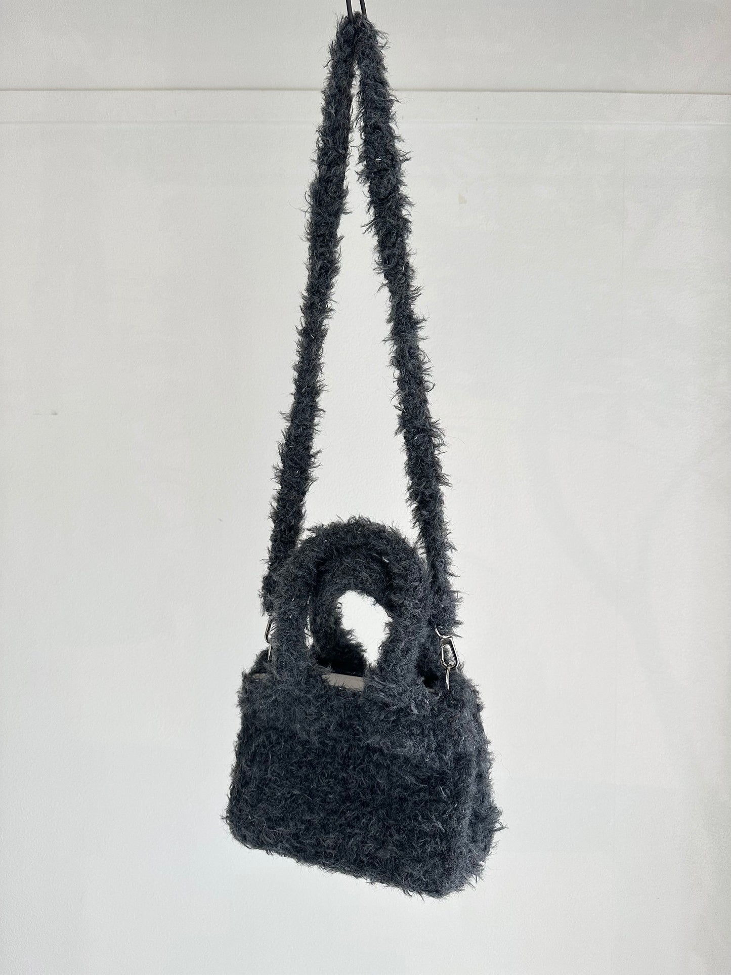 Hand Crochet Denim-ish Hand Bag / Gray