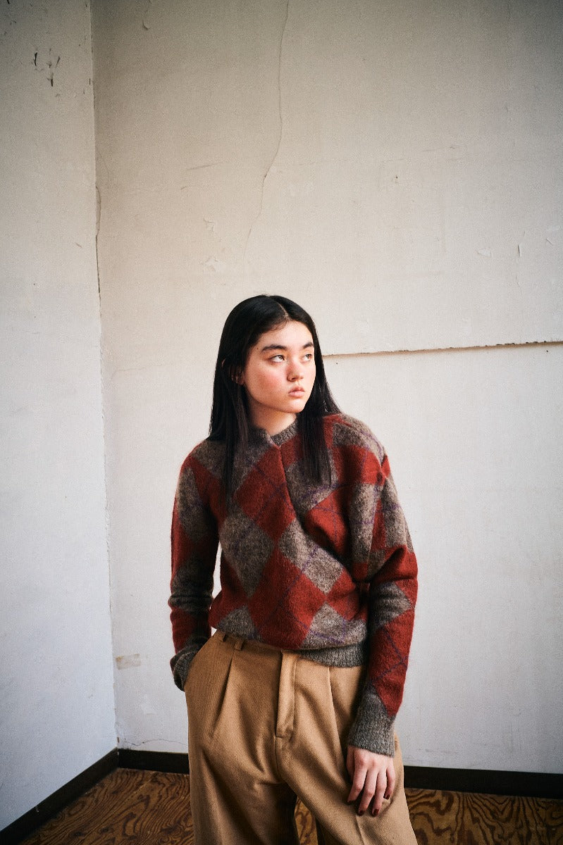lumpy sleeve argyle pullover