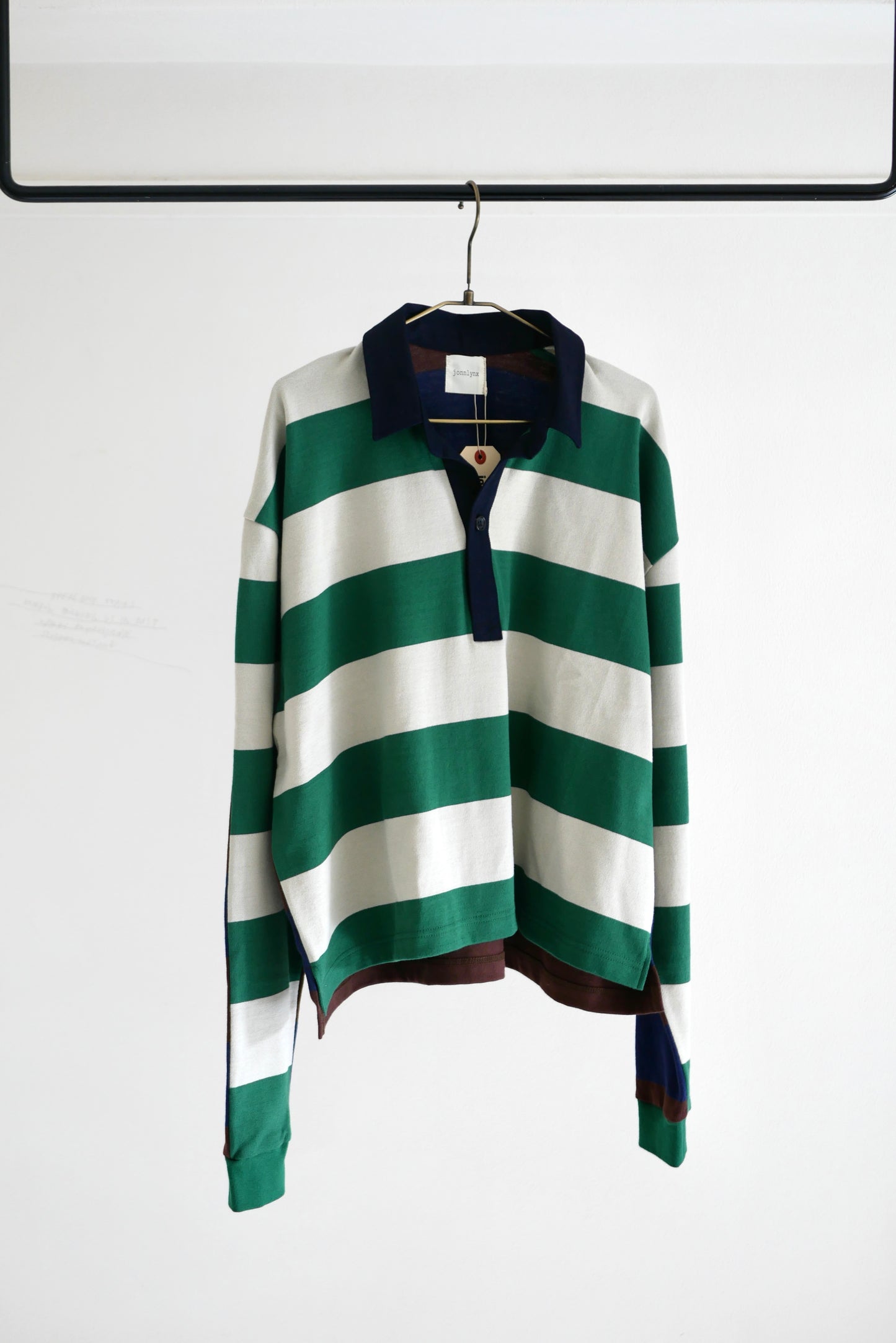 border rugger shirt (green x gray mix)