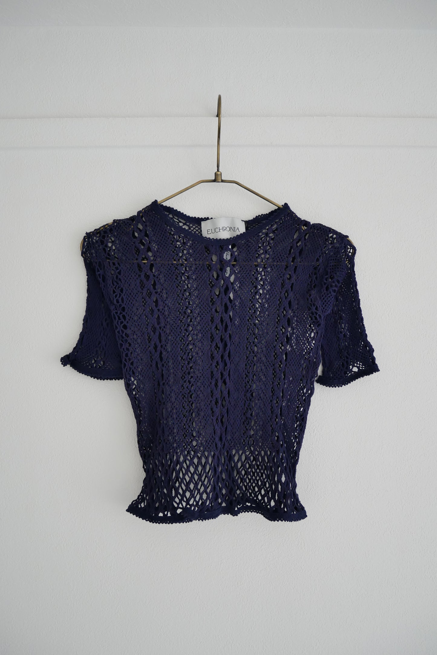 Stretch lace short sleeve tee (navy)