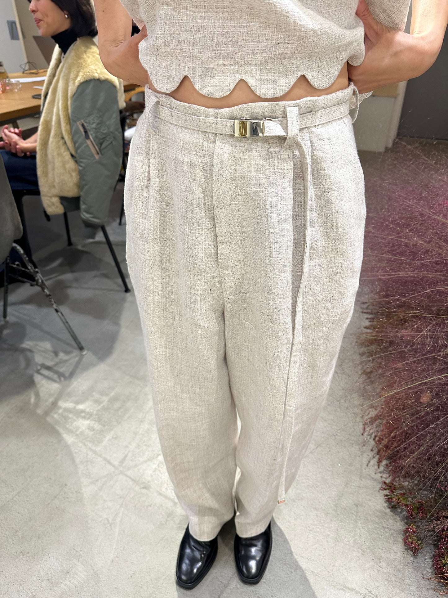 Cotton linen melange pants