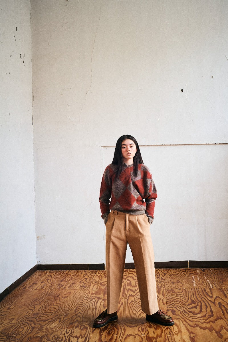 lumpy sleeve argyle pullover