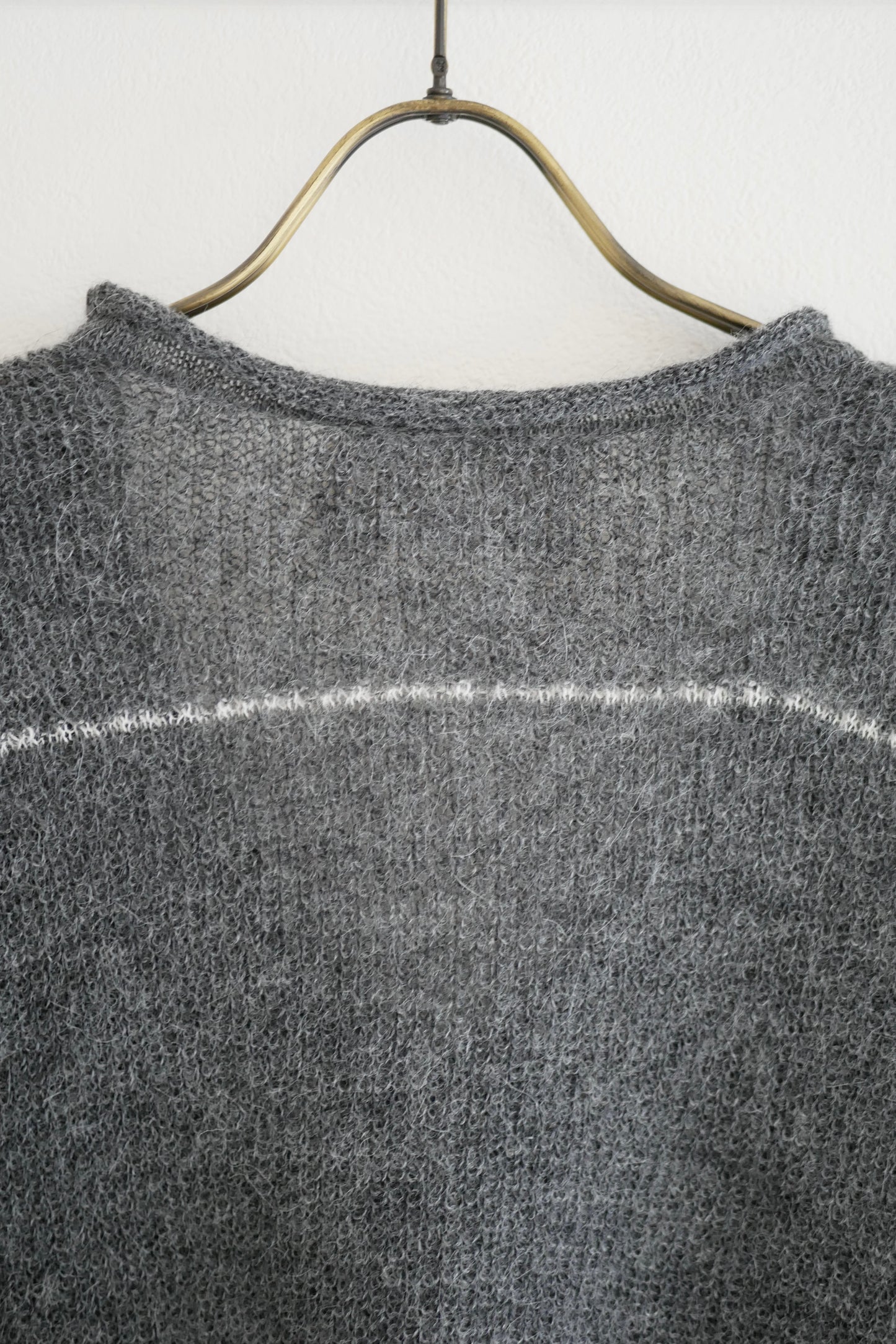 V-Neck Line Border Sweater (Gray)