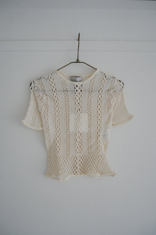 Stretch lace short sleeve tee (Ivory)