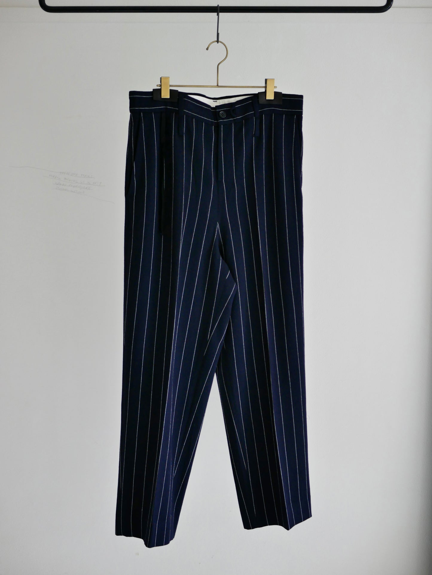 stripe wide pants (navy x white)