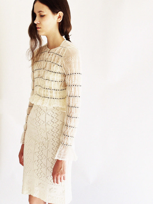 shirring lace cardigan (ivory)