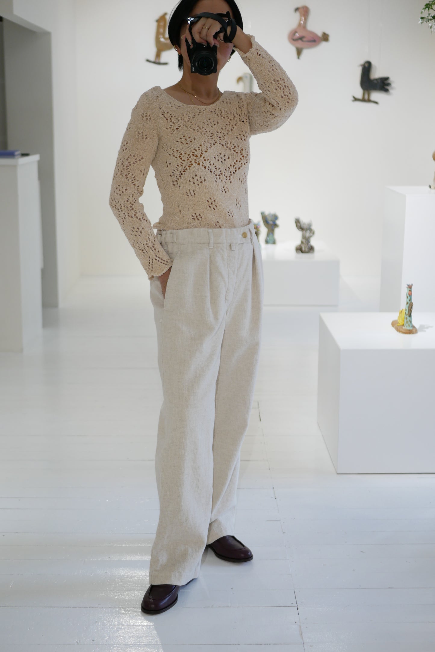 silk velvet lace bodysuit (pink beige)