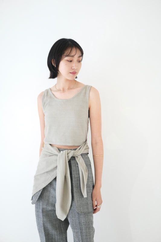 Matka Silk Noil Back Cross Tank Top Blouse