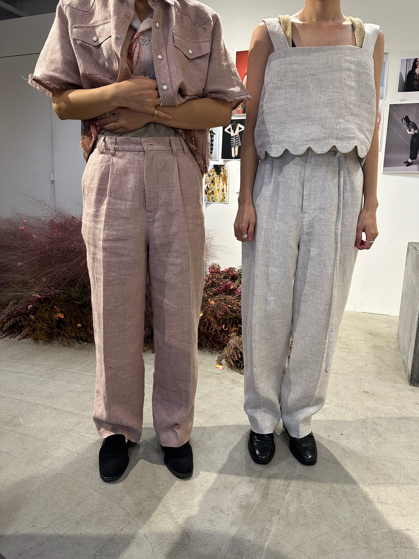 Cotton linen melange jonny pants