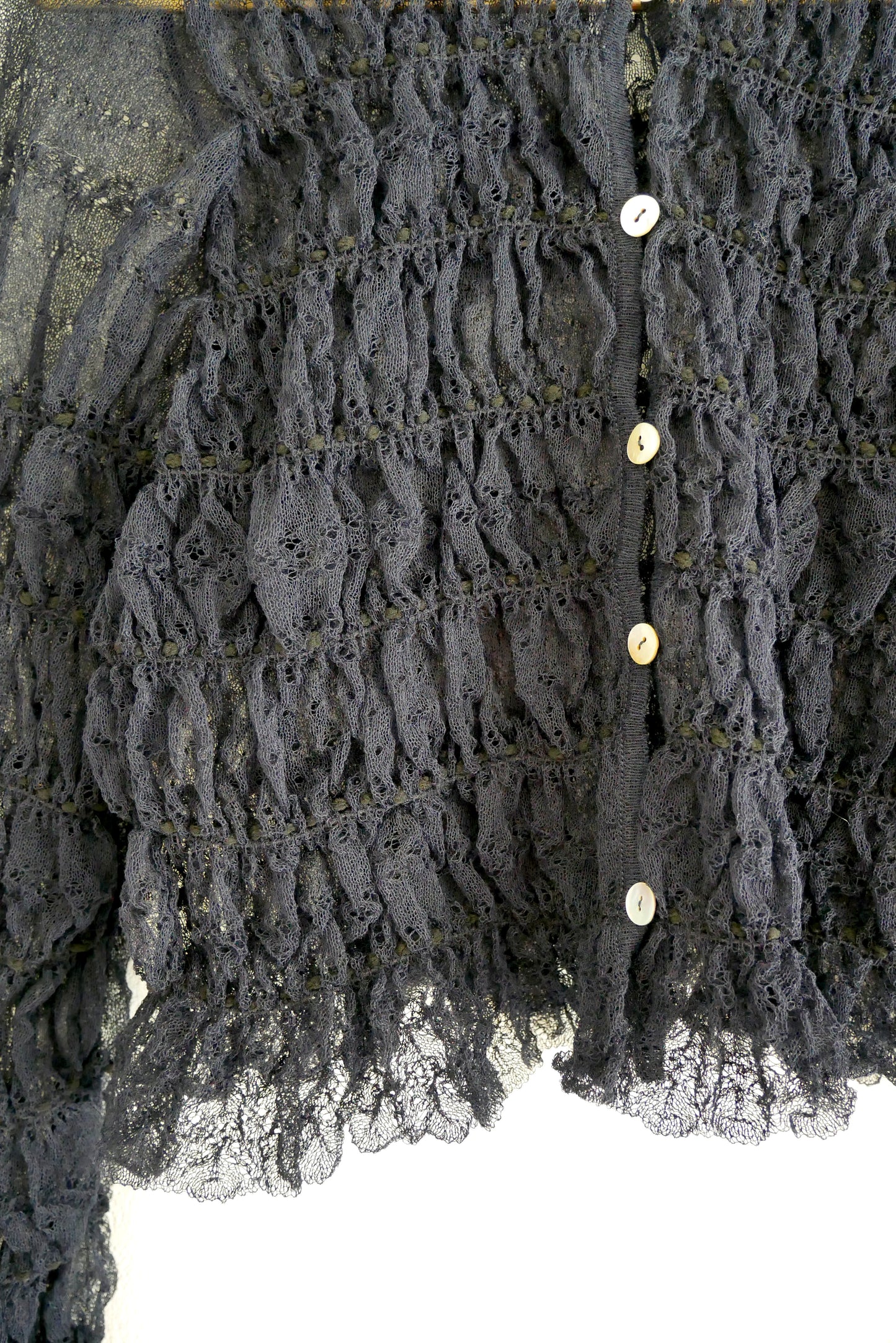 shirring lace cardigan (navy)