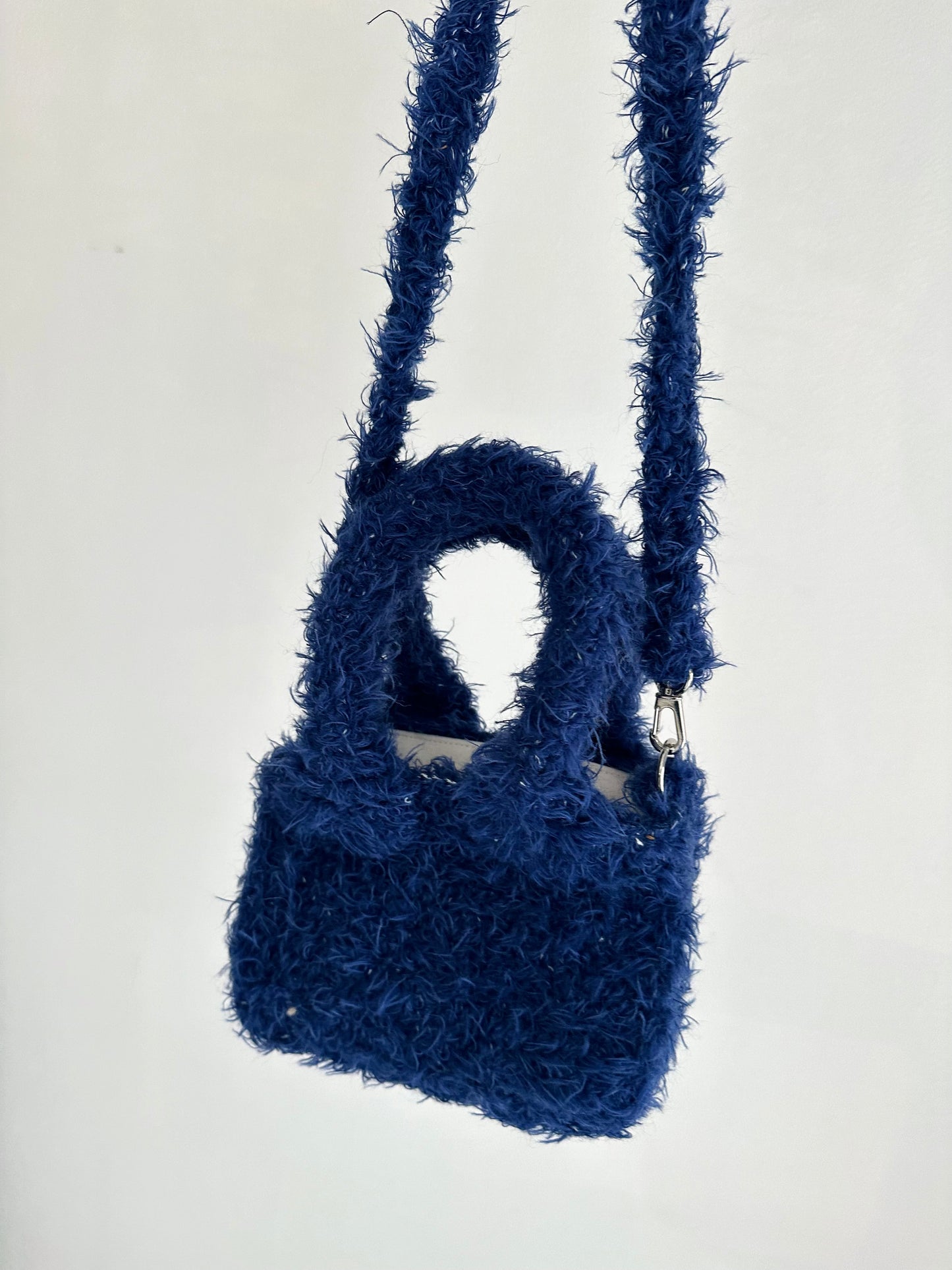 Hand Crochet Denim-ish Hand Bag / Indigo Blue