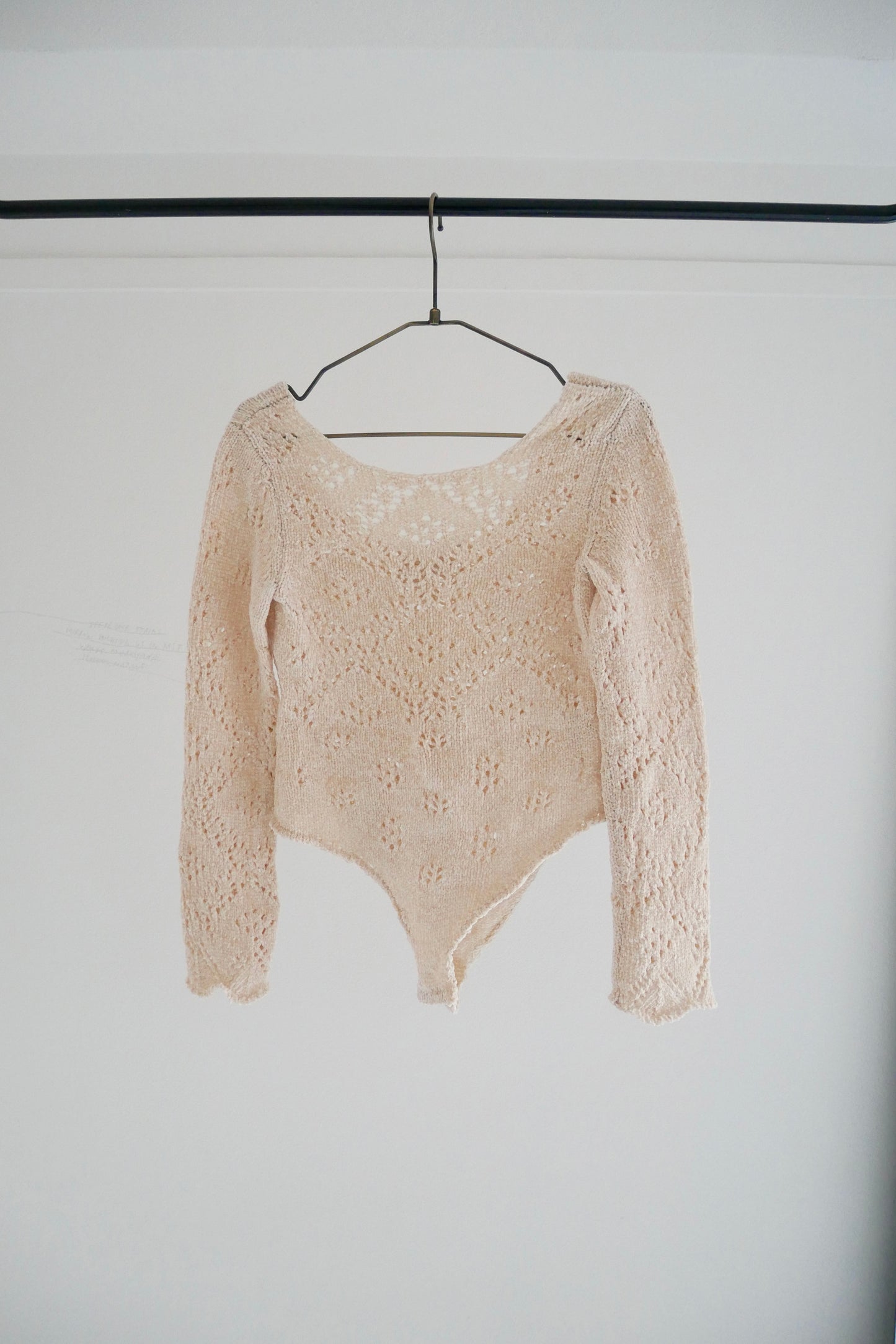 silk velvet lace bodysuit (pink beige)