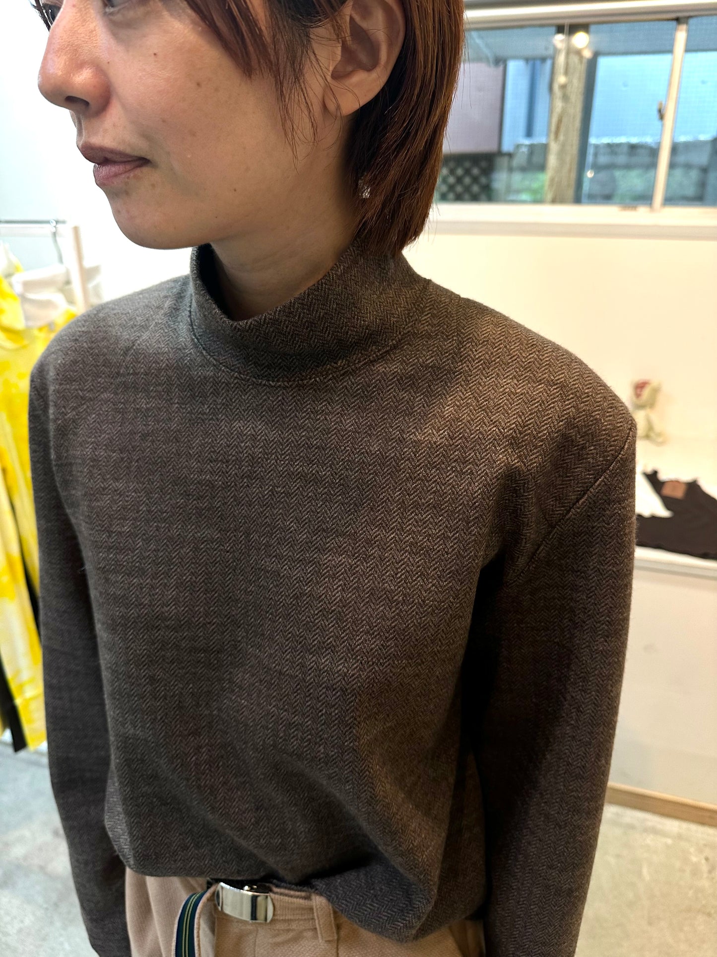 herringbone highneck pullover