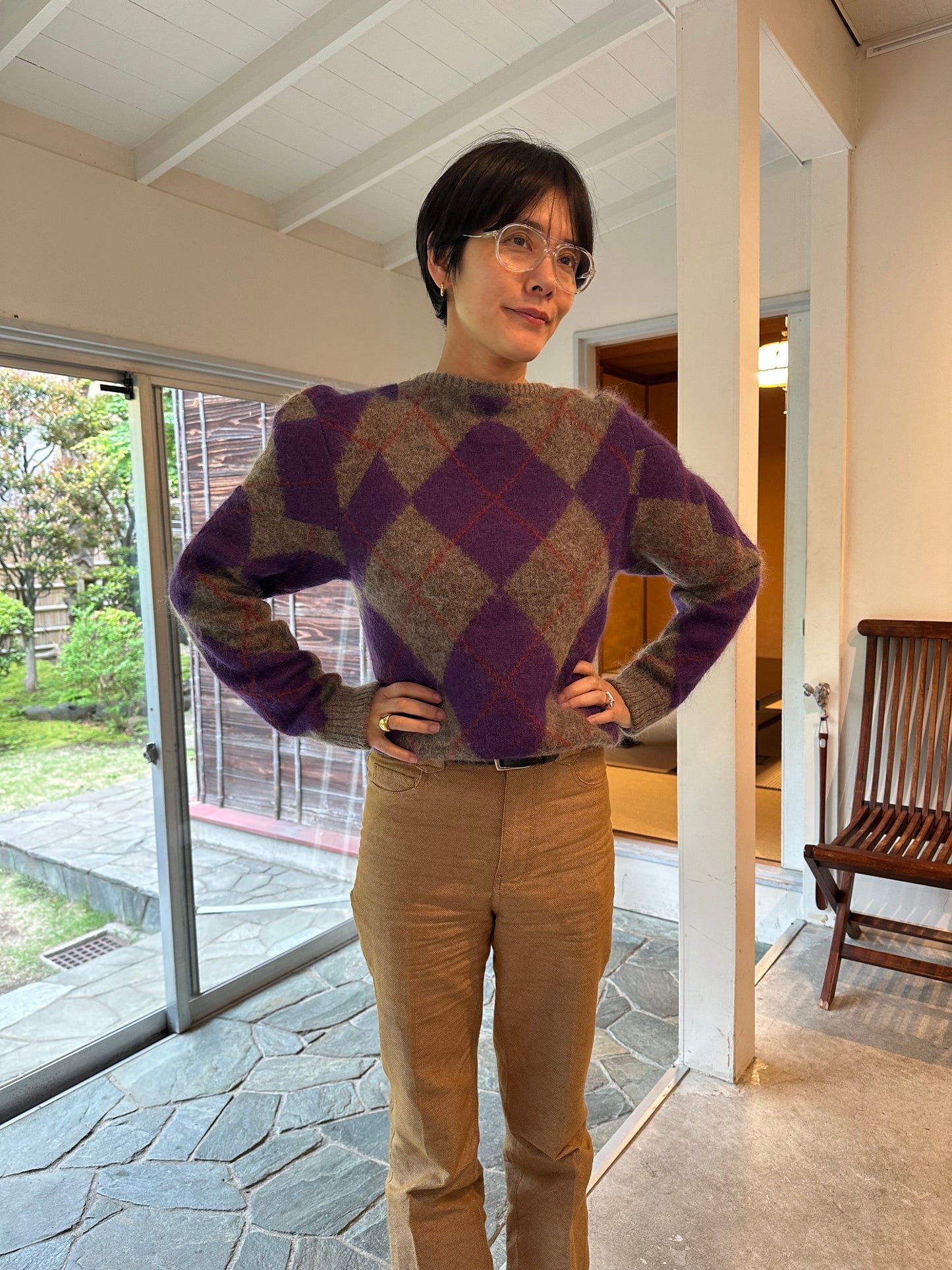 lumpy argyle pullover