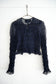 shirring lace cardigan (navy)