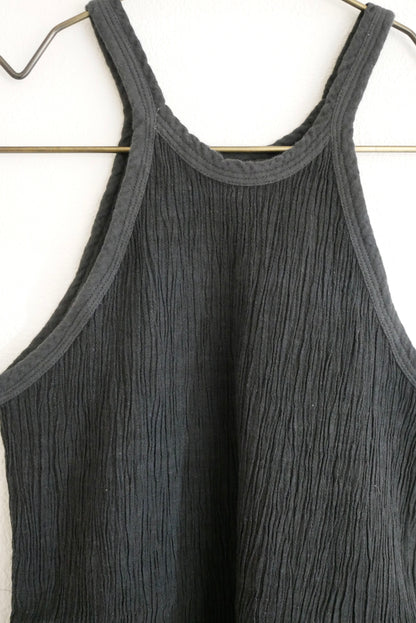Wrinkle Cotton Crew Neck Tank Top Blouse　　　　