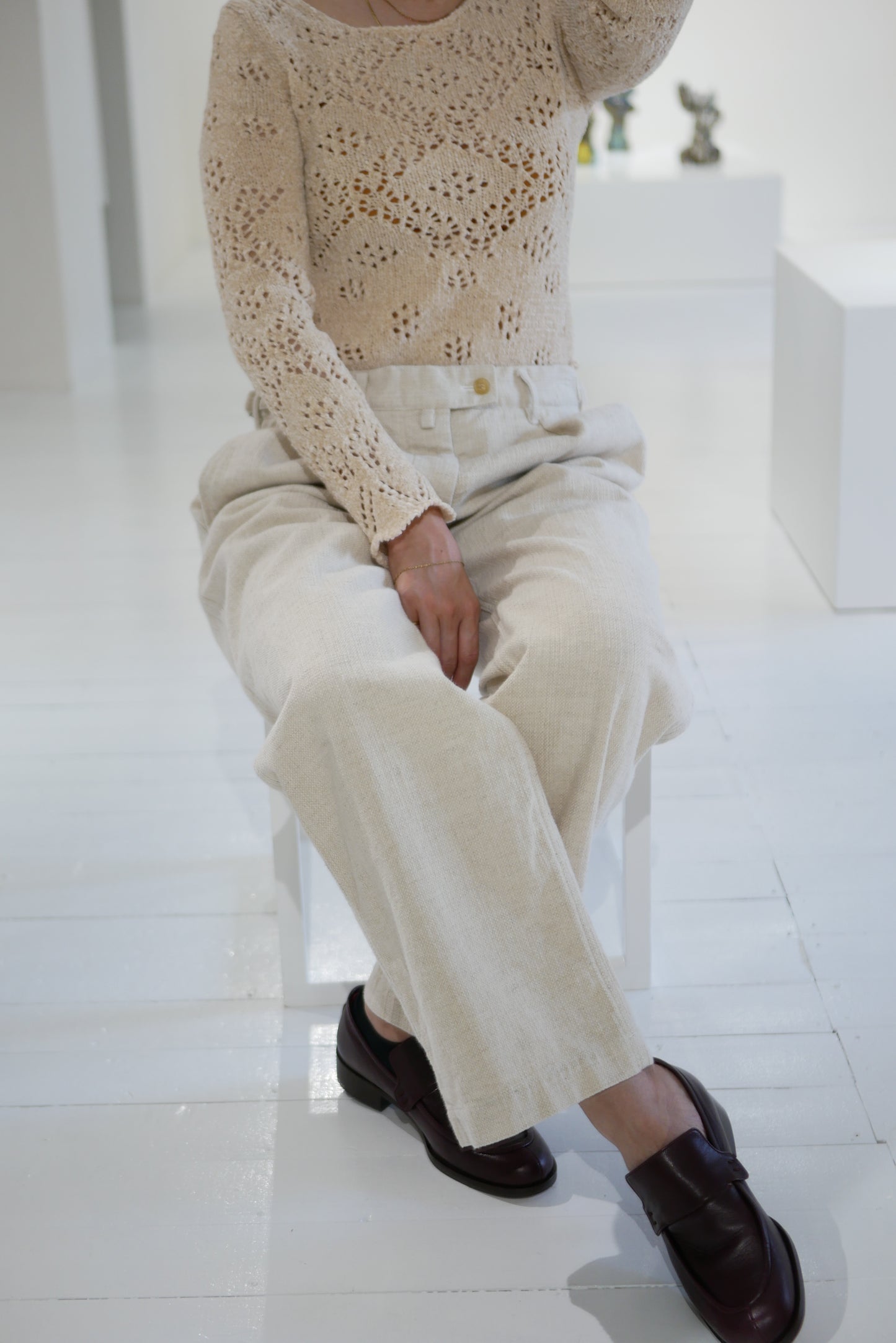 silk velvet lace bodysuit (pink beige)