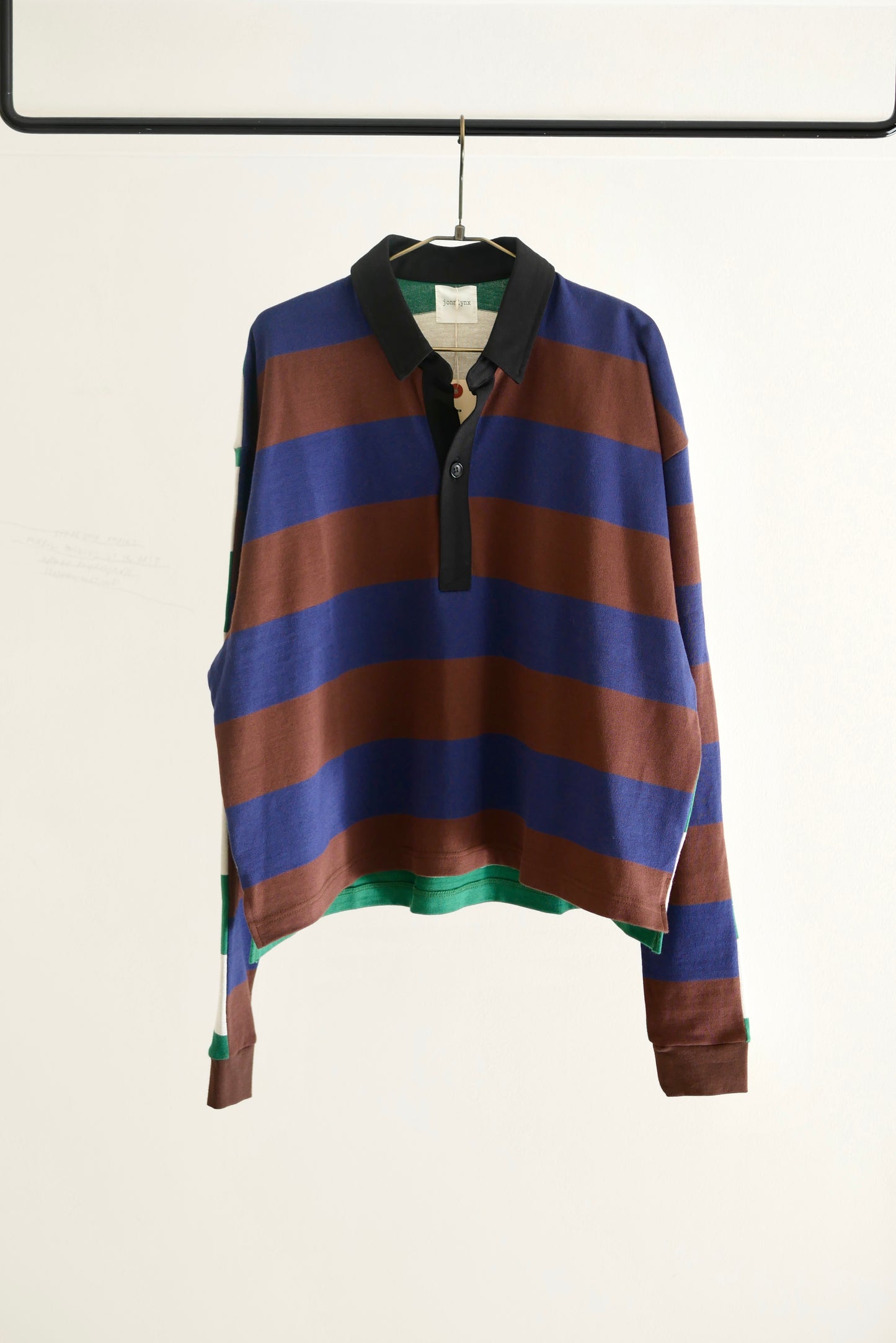 border rugger shirt (navy x brown mix)