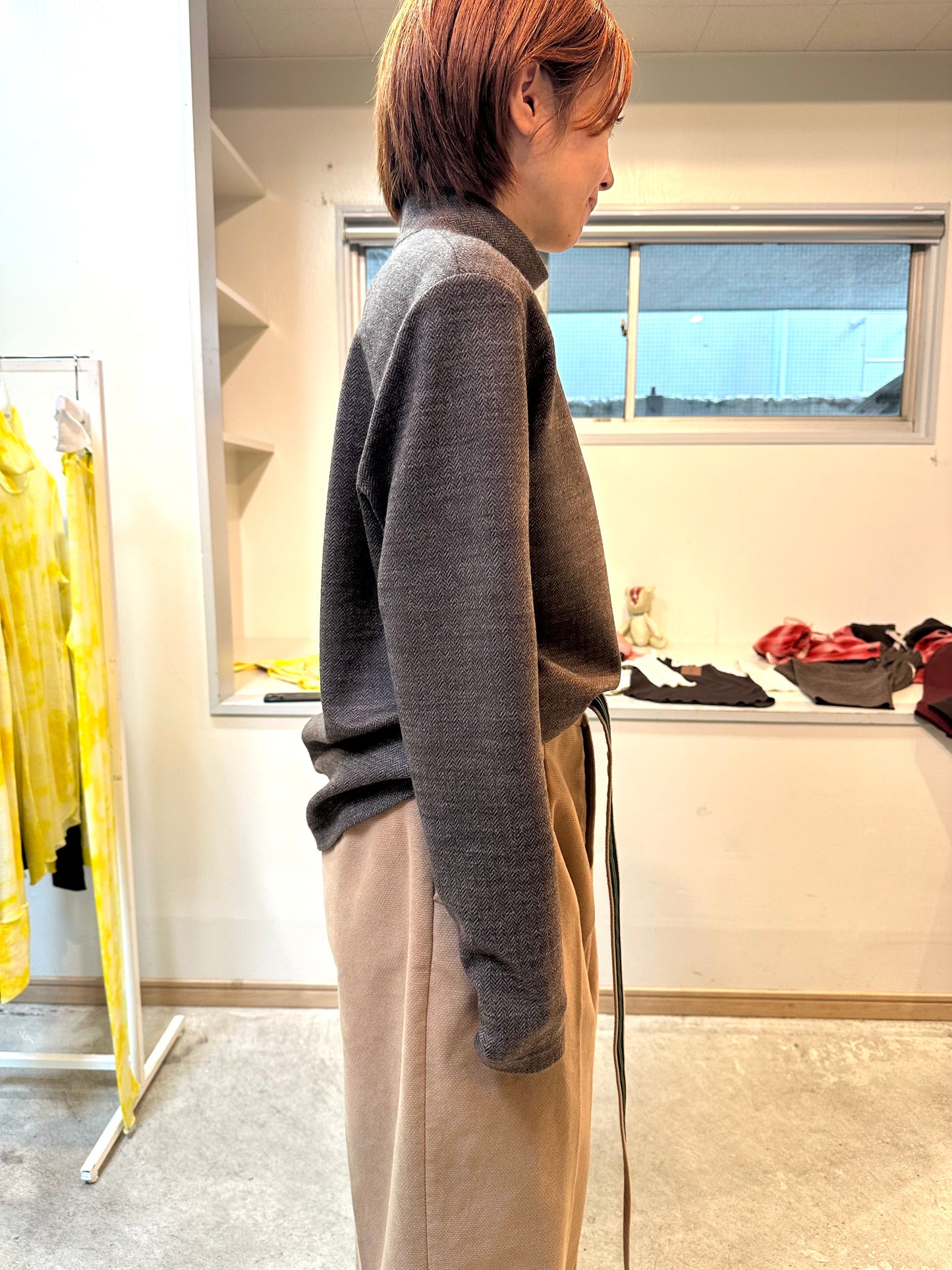 herringbone highneck pullover