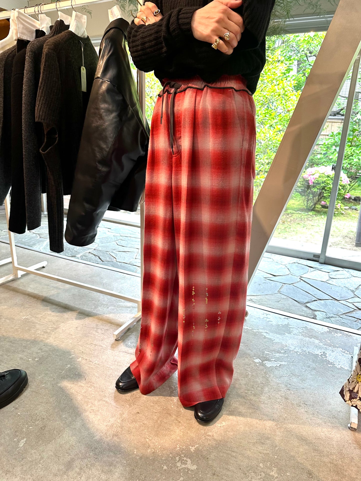 ombre check easy pants
