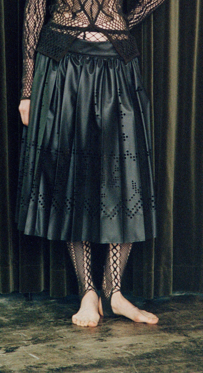 strech lace tights (khaki)