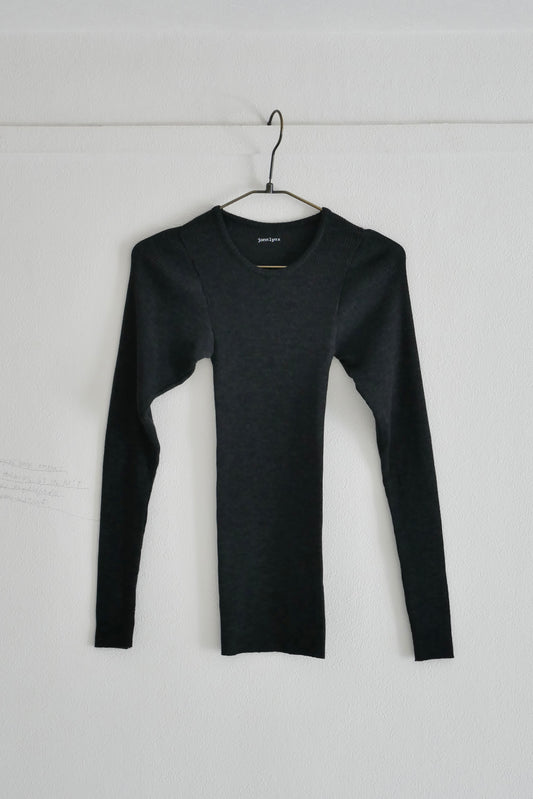 wool tereko long tee(dark gray)