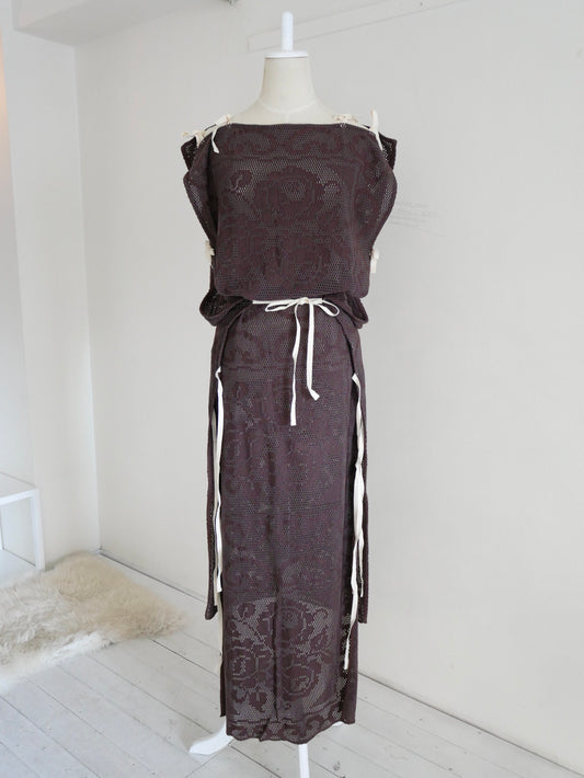 mesh flower dress (brown)