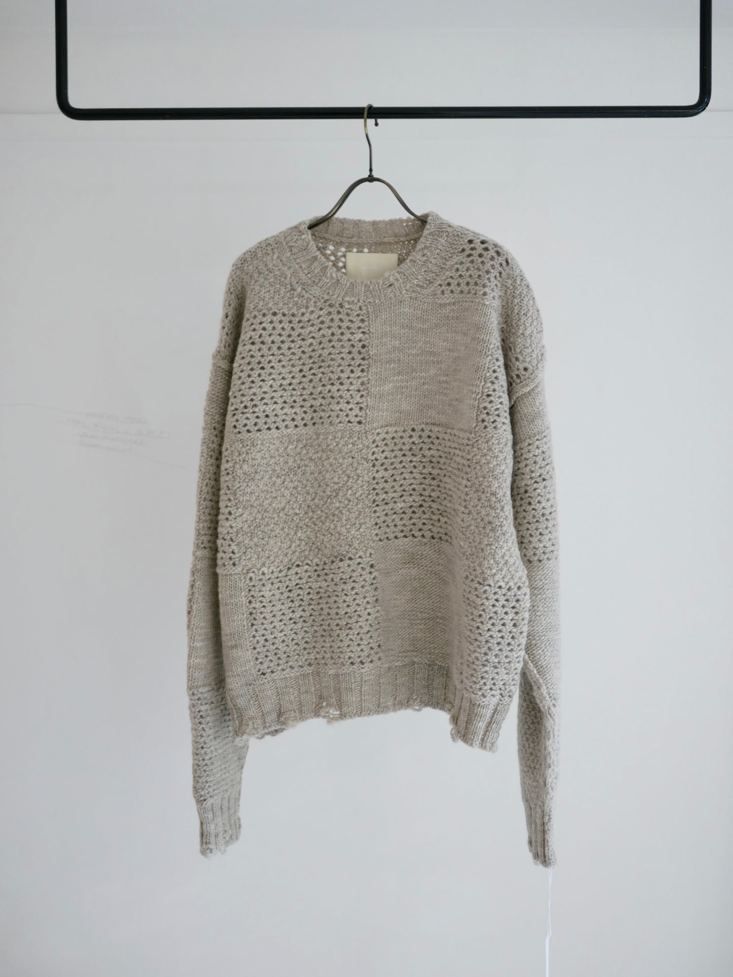 PATCHWORK SWEATER / Gray Beige