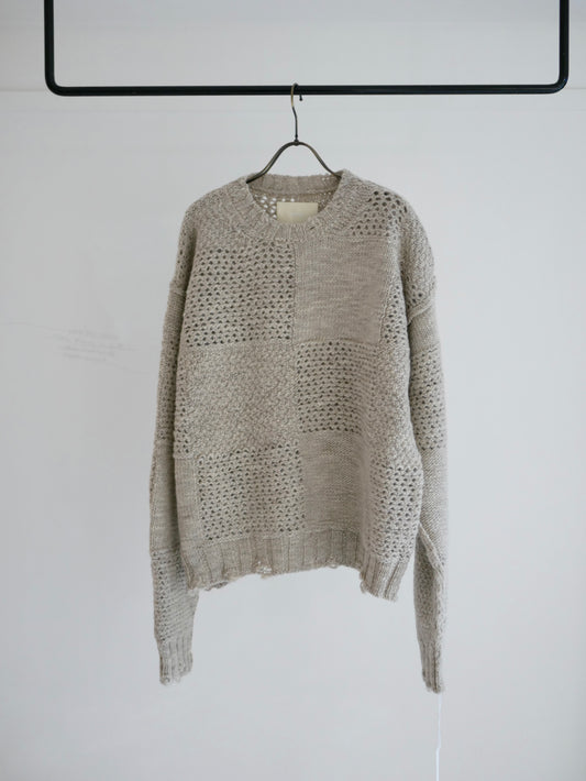 PATCHWORK SWEATER / Gray Beige