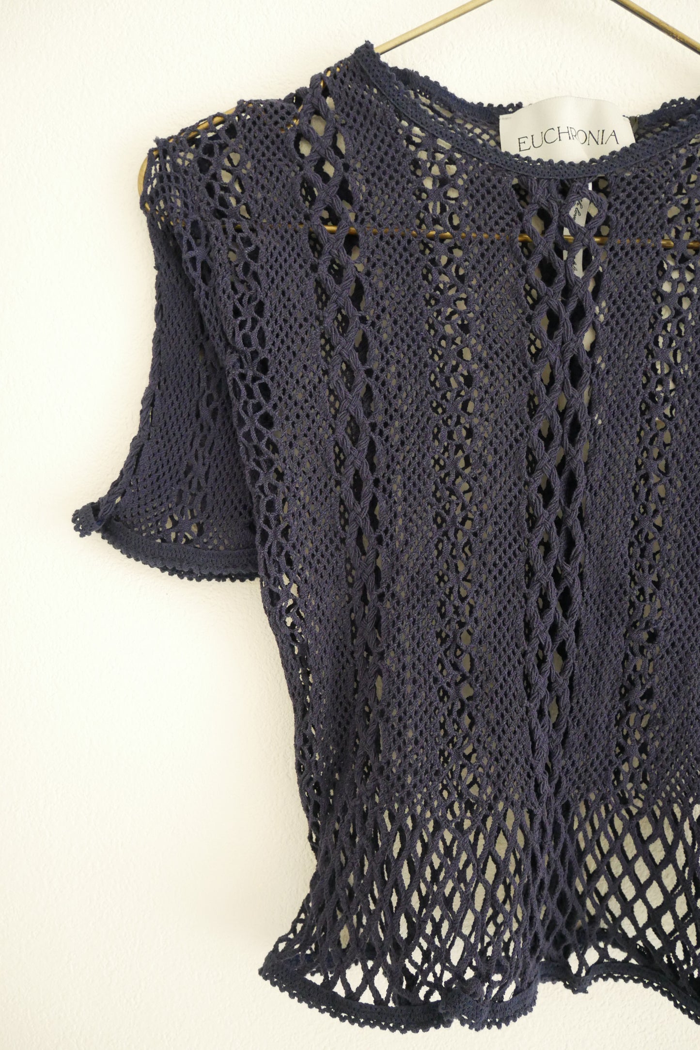 Stretch lace short sleeve tee (navy)